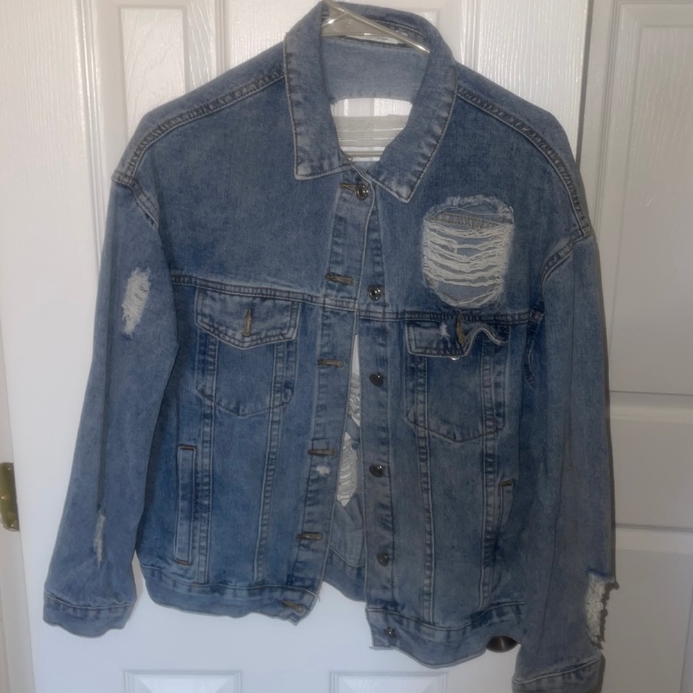 Distressed jean jacket Carole Christian small